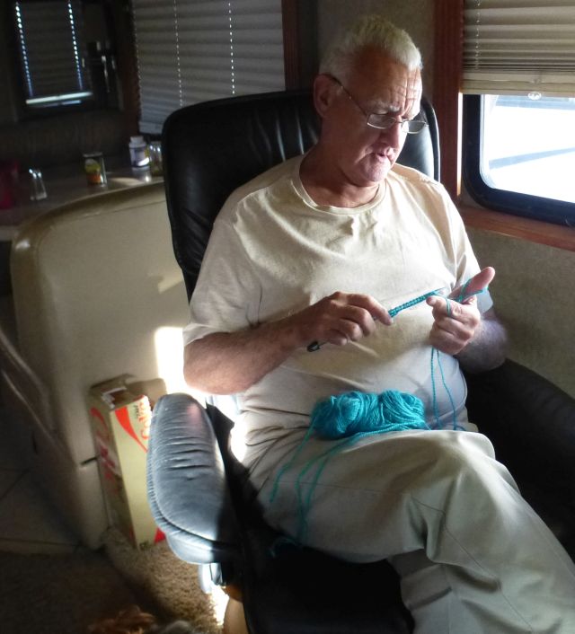 Jim knitting